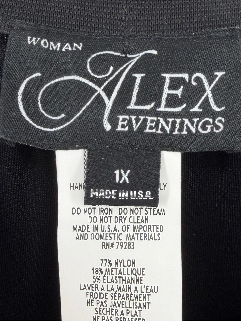 Alex Evenings Black Metallic Knit Straight Leg Pull-On Pants, Women's 1X - Picture 8 of 8